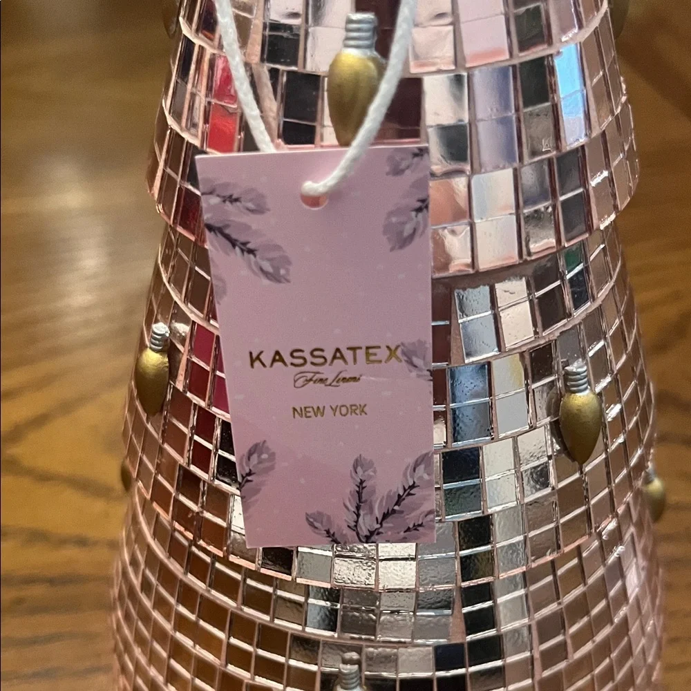 Kassatex disco ball inspired‎ glass soap dispenser with a rose gold finish, new